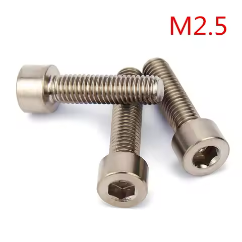 M2.5 DIN912 Pure Titanium GR2 Hex Socket Cap Screw M2.5*4/5/6/8/10/12/14/16/18/20
