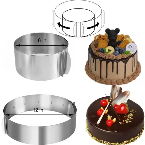 Stainless Steel Round Cake Mold Adjustable 6 To 12 Inches Height 6-15cm with Precise Scale Mold Baki