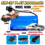 Bateri RC MN82 Bateri RC Drift 7.4V 14500 2000mAh SM-3P Rechargeable Battery RC Car Battery7.4V 3pin