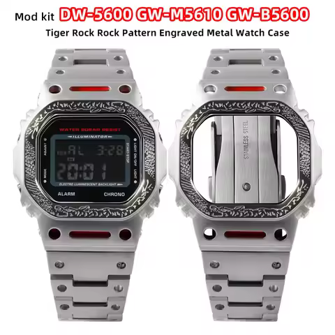 For Casio DW-5600 GW-M5610 Modified Pattern Engraved Metal Watch Case&Stainless Steel strap 5600 561