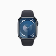 Apple Watch Series 9 45mm 午夜色鋁金屬錶殼搭配午夜色運動型錶帶-GPS版 S/M