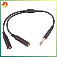 [hzsdakjjh.] Audio Cable 6.35 mm Male to 2 6.35 mm Female Audio Adapter Cable 1/4 6.35mm Plug to Dua
