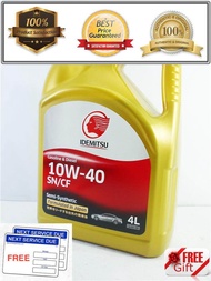 IDEMITSU JAPAN (100% Genuine) 10W-40 API SN/CF SEMI SYNTHETIC PETROL &amp; DIESEL Engine Oil 4L (FREE Oil Service Sticker)