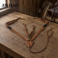 [AWHAO] Leather Horse Breastplate Wear Resistant Bovine Leather Brown