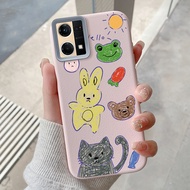 Casing hp for OPPO Reno 7 4G Reno 8 4G F21 Pro F21s Pro Case Cute graffiti animal pattern casing HP 