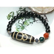 Tibetan Dzi Beads God of Wealth Dzi Beads Tibetan Old Mine God of Wealth Dzi Beads 39.2 x13.9mm