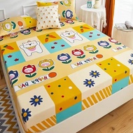 Cartoon 3 In 1 Bedsheet Cotton Fitted Bed Sheet for Kids Girls Mattress Protector Cover King Queen Single Size Bed Sheet Set with 2 Pillowcase
