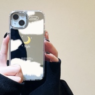 🔥COD🔥cloud เมฆน่ารัก กรณีกระจกแต่งหน้าสำหรับ เคสโทรศัพท์มือถือ แบบนิ่ม มีกระจก สําหรับ For iPhone เคส 11 13 14 12 15 Pro Max เคสไอโฟน11 กรณี Soft TPU Silicon mirror surface Case อ่อน
