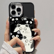 Casing for iPhone 12 13Promax 15Promax 7plus 8 7 8plus 6plus 14 15 X XR XS MAX 12Promax 11Promax 11 Black and White Layered Cat Metallic Photo Frame Drop Protective Soft Case