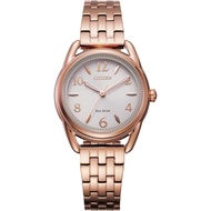 Citizen Citizen Eco-Drive Casual Ladies Watch Stainless Steel, Pink Gold Bracelet, Silver-White Dial