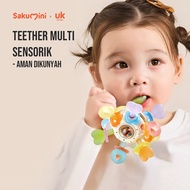 Sakumini Teether Ball Rattle Silicone Ball Teether Toy Baby Rattle BPA Free