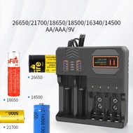 Charger Baterai Universal 18650 AA AAA 9V 14500 21700 26650 8 Slot Plus USB Cas Battery Semua Type
