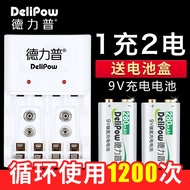 ✠Delipu 9v battery rechargeable large-capacity universal table guitar square 6f22 stacked nine-volt 