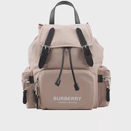 BURBERRY The Rucksack 標誌印花尼龍中型軍旅背包 (玫瑰粉)