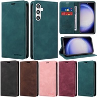 Retro Casing For Samsung Galaxy A55 A35 A25 A15 A05S A22 A32 A51 A71 S23 FE S24 Plus S23 Plus S24+ Luxury Magnetic Lock Wallet Soft PU Leather Flip Skin Stand Protect Cover Case