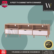 WONDERFUL 6ft TV Cabinet Hall Cabinet Living Room Furniture TV Rak 3 drawer 6 feet TV Cabinet with 3