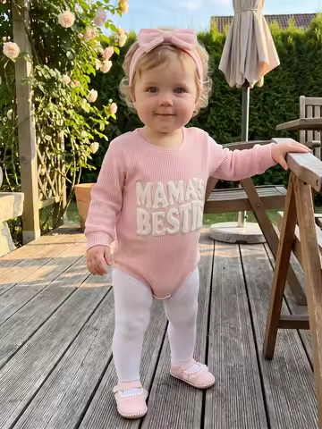 Fall Letter Baby Girl Fall Outfits-Long Letter-Embroidery Baby Long Sleeve Letter Sleeve-Letter-Embr