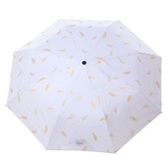 LOKO Mini Folding Umbrella with Gold Feather Motif, Anti-UV