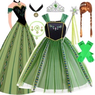 Children Anna Princess Dress Disney Frozen Halloween Costume Anna Party Ball Day Costume