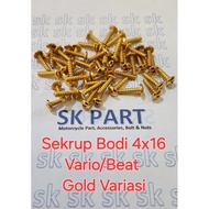 Worm Bolts Screws M4x16mm ALL HONDA MATIC GOLD