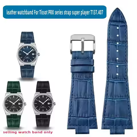 Genuine Leather Watch Strap For Tissot 1853 Prx Series Super Player T137.410 T137407 Men Watch Band 