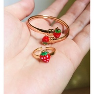 " Gelang anak set cincin strawberry suping