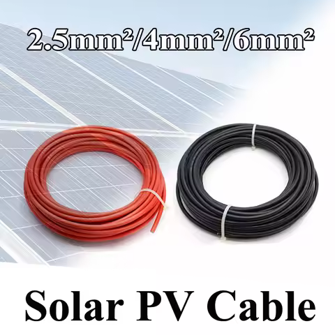 Solar Cable 10mm2/6mm2/4mm2/2.5mm2 8/10/12/14AWG Black or Red PVC Insulated Electrical Connector Wir