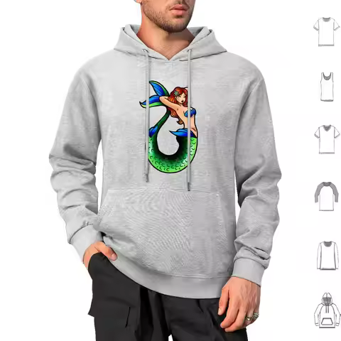 Sailor Jerry Inspired Mermaid Tattoo Flash Art Hoodies Long Sleeve Sailor Jerry Old School Tattoo Tr