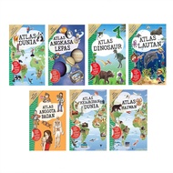 Koleksi Atlas 7 Buku Aktiviti & Stiker untuk Kanak Kanak Belajar Angkasa Lepas Dinosaur Haiwan Anggo
