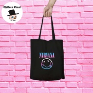 NIRVANA tote bag zippered tote bag men's tote bag tote bag/ Wanita band tote bag/ black tote bag/ / 