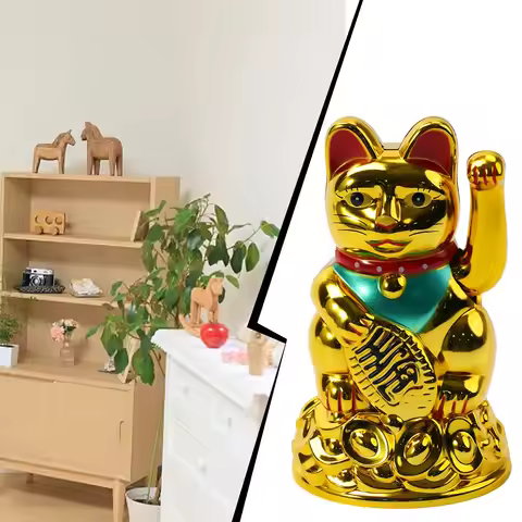 4.5/6.5inch Chinese Lucky Cat Decoration Waving Arms Chinese Lucky Waving Cat Beckoning Maneki Neko 