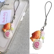 GPEQE Fish Cake Keychain, Pink Squid Roll Japanese Food Taiyaki Pendant, Phone Lanyard Street Food B