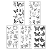 Black Fake Tattoo Sticker Sketch Flowers Rose Blossoms Black White Tattoo Stickers Flower B5r5
