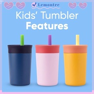 LEMONTRE Toddler Cup with Straw, Stainless Steel 12 Oz Kids Water Bottle, Easy To Clean Insulation S