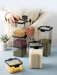 1 件廚房冰箱密封罐透明塑膠穀物收納盒附密封蓋