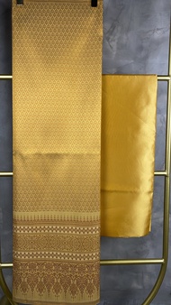 ผ้าไทย ผ้าไหมตัดชุด เซ็ทตัดชุด สีเหลือง ผ้าพรีเมี่ยม ผ้าถุง ผ้าพื้นเมือง ทอลาย 100%