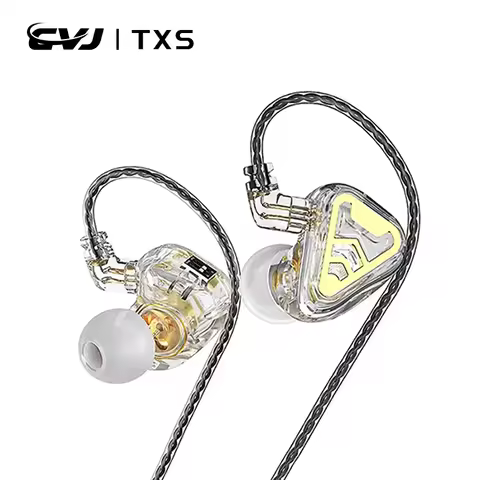 CVJ TXS Earphones Dual Magnet Dynamic Driver Wired 2 Pin In Ear Headset HiFI Monitor Earbuds With Tu