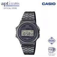 [Aptimos] Casio Vintage A171WEGG-1ADF Black Chrome Round Digital Bracelet Watch