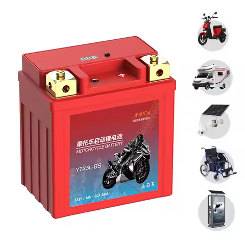 Motorcycle Battery LiFePO4 Scooter Starter 12.8V 5Ah 7Ah 9Ah CCA 200A-400A Built in BMS Lithium Batt