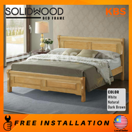 (FREE Installation+Shipping) KBS Aveyy FULL SOLID WOOD Bed Frame / Katil Kayu Solid / KING / QUEEN / SUPER SINGLE / SINGLE SAIZ / COLOR Natural / White / Dark Brown /