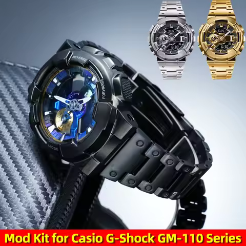 GM-110 Mod Kit Stainless Steel Case Band for Casio G-Shock GM110 Watch Strap Cover Replacement Parts