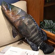 OUKEYI Soft Fish Cushion Pillow,Simulation Grouper Plush Pillow Stuffed Toy Throw Pillow for Home De