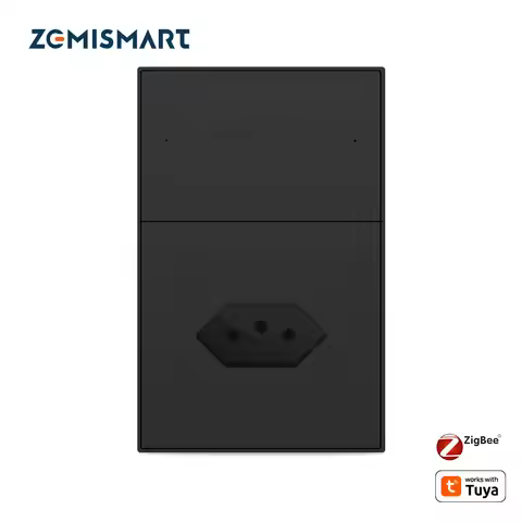 Zemismart Zigbee 10A Brazil Socket with 2 Gangs Wall Light Switches Work with Tuya Smart Life App Bl
