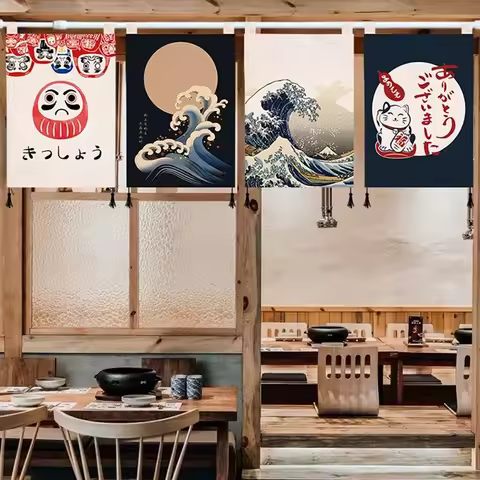 Japanese Style Small Hanging Curtain Kitchen Doorway Flag Curtain Izakaya Hanging Household Partitio