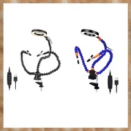 Tabletop Clamp Base Helping Hands Soldering Third Hand Tool with 3X LED Illuminated Magnifying Glass