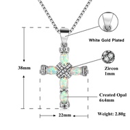 Ins Style Opal Opal Cross Pendant Opal Necklace Jewelry Wholesale Inlaid Opal