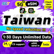 Wefly Taiwan eSIM 5G 1-30 Days Daily 500MB-3GB eSIM Taiwan SIM Card Unlimited Data