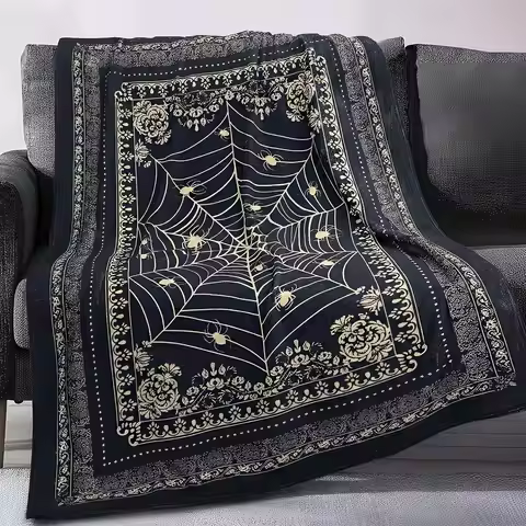 Spider Web Blanket 84'' x 60'' Halloween Gothic Gift for Women Men Whimsigoth Throw Blanket Soft Fla