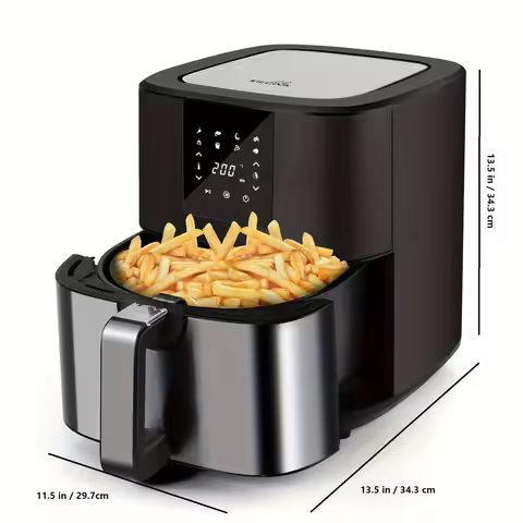 KitCook Large Air Fryer, 1500W 7QT AirFryer Cooker, Adjustable Temperature 100-400°F, 8 Presets Menu