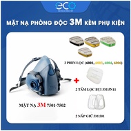 3M 7501/7502 gas mask combines 3M 6001/6003/6004/6006 filter and 5N11 dust filter with 501 holder